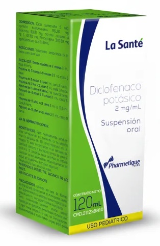 DICLOFENAC POT 2MG X 120ML SUSP ORAL PED LA SANTE