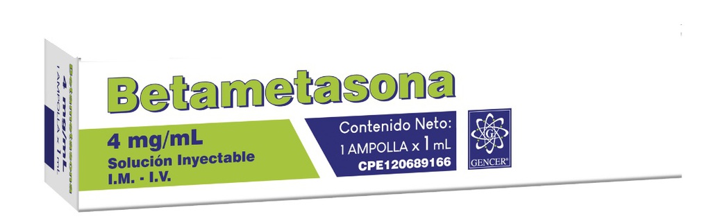 BETAMETASONA 4MG/ML X 1ML X 1AMP IM IV GENCER