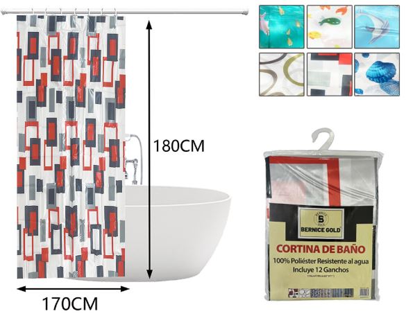CORTINA DE BAÑO 170X180CM IMPERM
