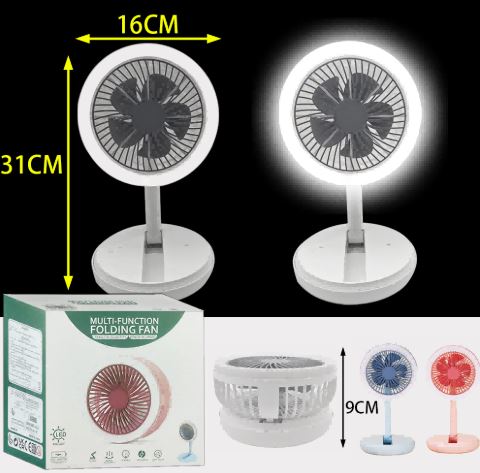 VENTILADOR PORTATIL ENCOGIBLE CON ARO DE LUZ