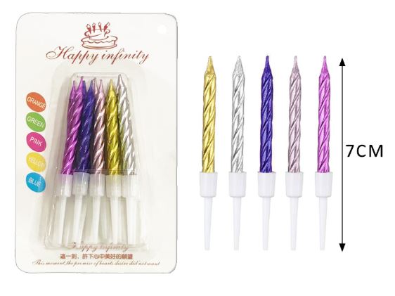 VELAS DE CUMPLEAÑOS 10PZAS METALIZADAS