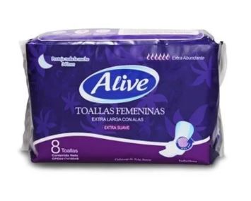 TOALLA SANIT ALIVE 8UND ABUND NOCT