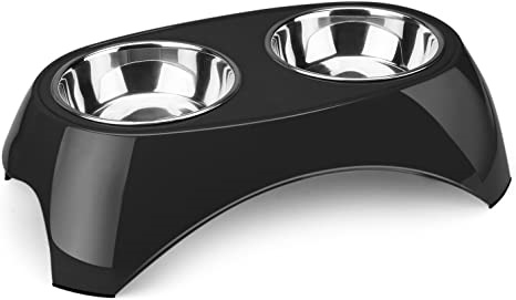 COMEDERO P/MASCOTAS RUBBER DOBLE NEGRO