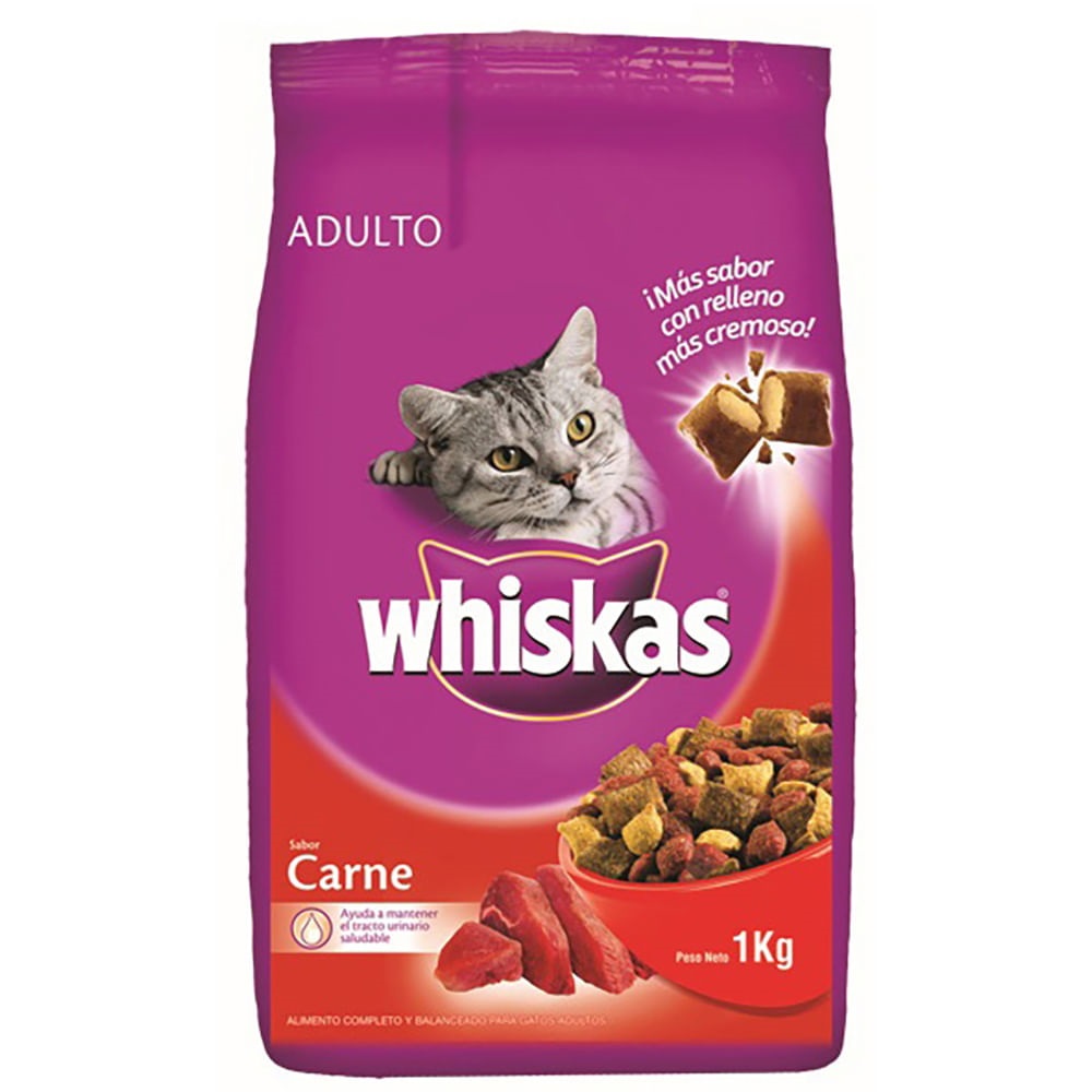 ALIMENTO P/GATOS WHISKAS 1KG CARNE