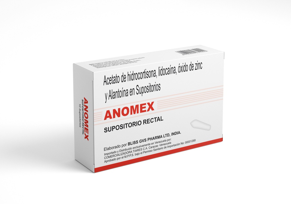 ANOMEX ANTI-HEMORROIDAL 10 SUPOSITORIOS TIARES