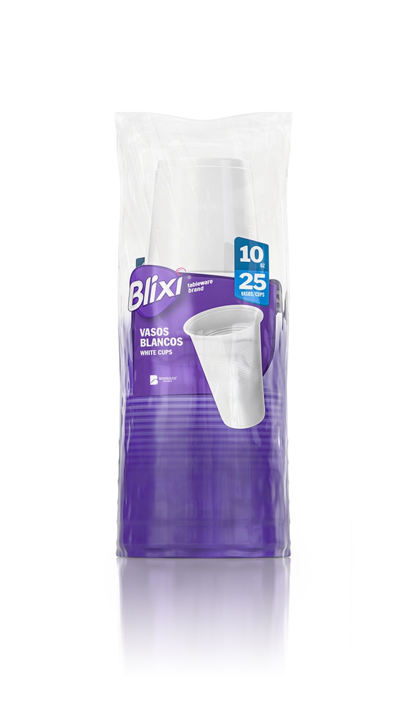 VASOS PLAST BLIXI 25 UNID 10OZ BLANC