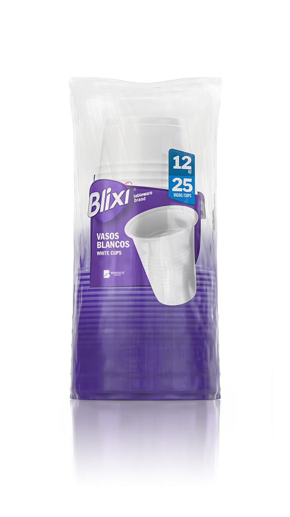 VASOS PLAST BLIXI 25 UNID 12OZ BLANC