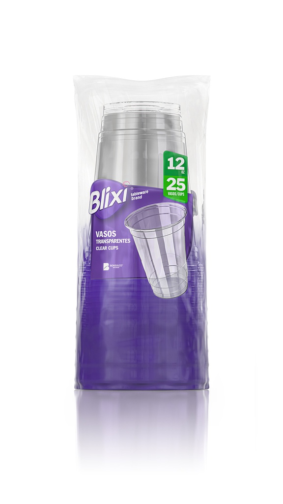 VASOS PLAST BLIXI 25 UNID 12OZ TRANS