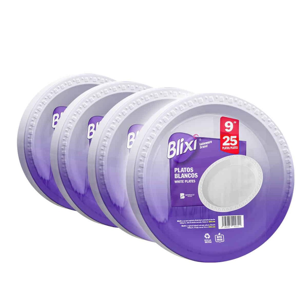 PLATOS BLIXI 25 UNID 9PULG PLASTICOS