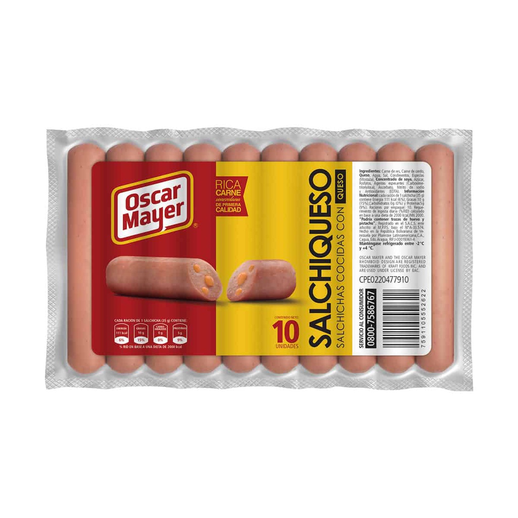 SALCHICHAS OSCARMAYER 10UND SALCHIQUESO