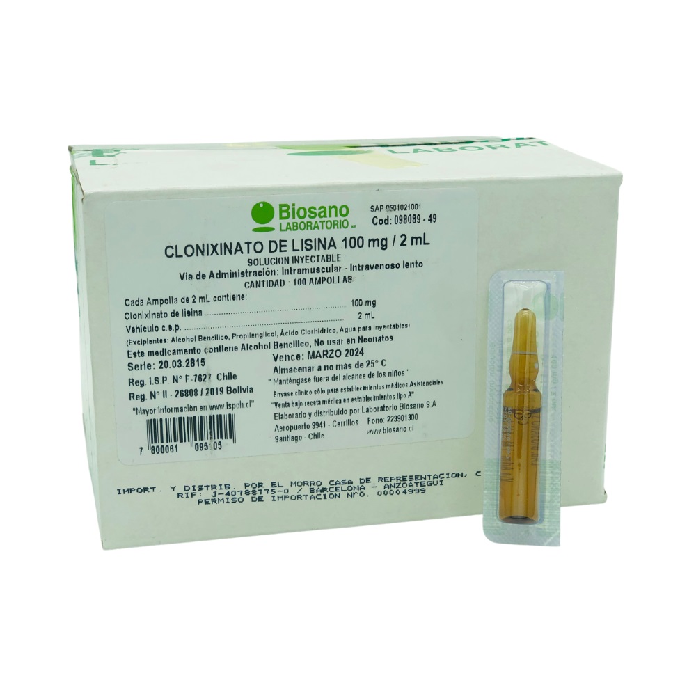 CLONIXINATO LISINA 100MG/2MLX1AMP BIOSANO