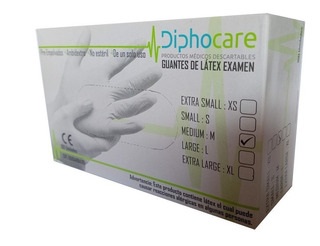 GUANTES DE EXAMEN 100UNID LATEX M DIPHOCARE