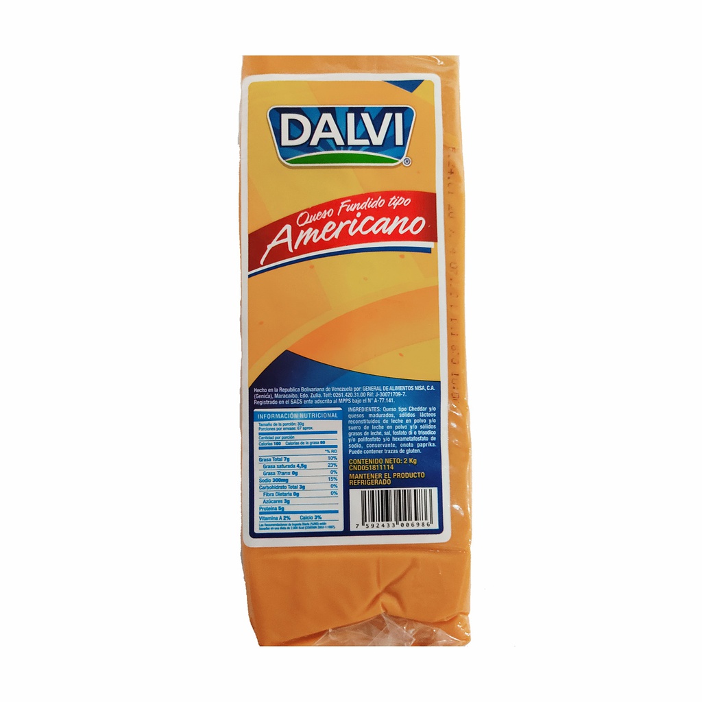 QUESO DALVI FUNDIDO AMER AMARILLO X KG