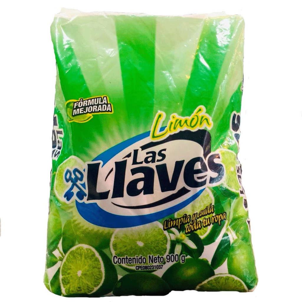 DETERGENTE LAS LLAVES 900GR LIMON POLVO