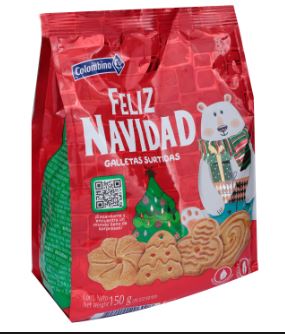 GALLETAS COLOMBINA 150G NAVIDAD BOLSA